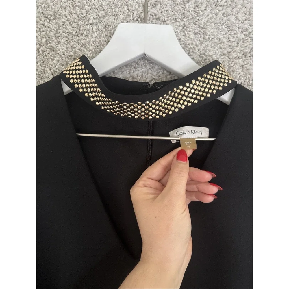 CALVIN‎ KLEIN BLACK & GOLD DRESS SIZE 12 SLEEVELESS